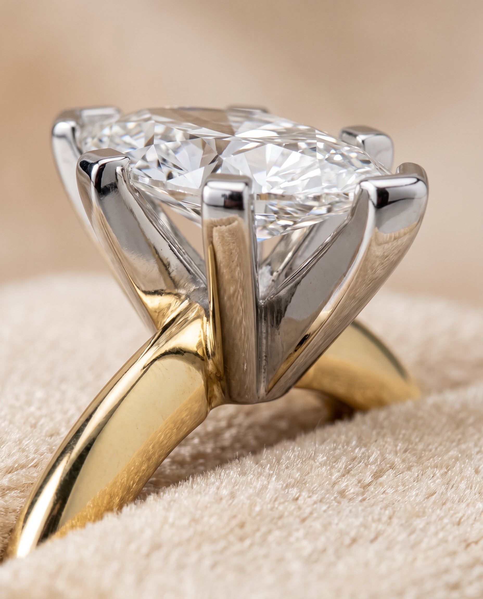 The Lolette Classic Low Base Solitaire Marquise Engagement Ring Setting in 18K Yellow Gold