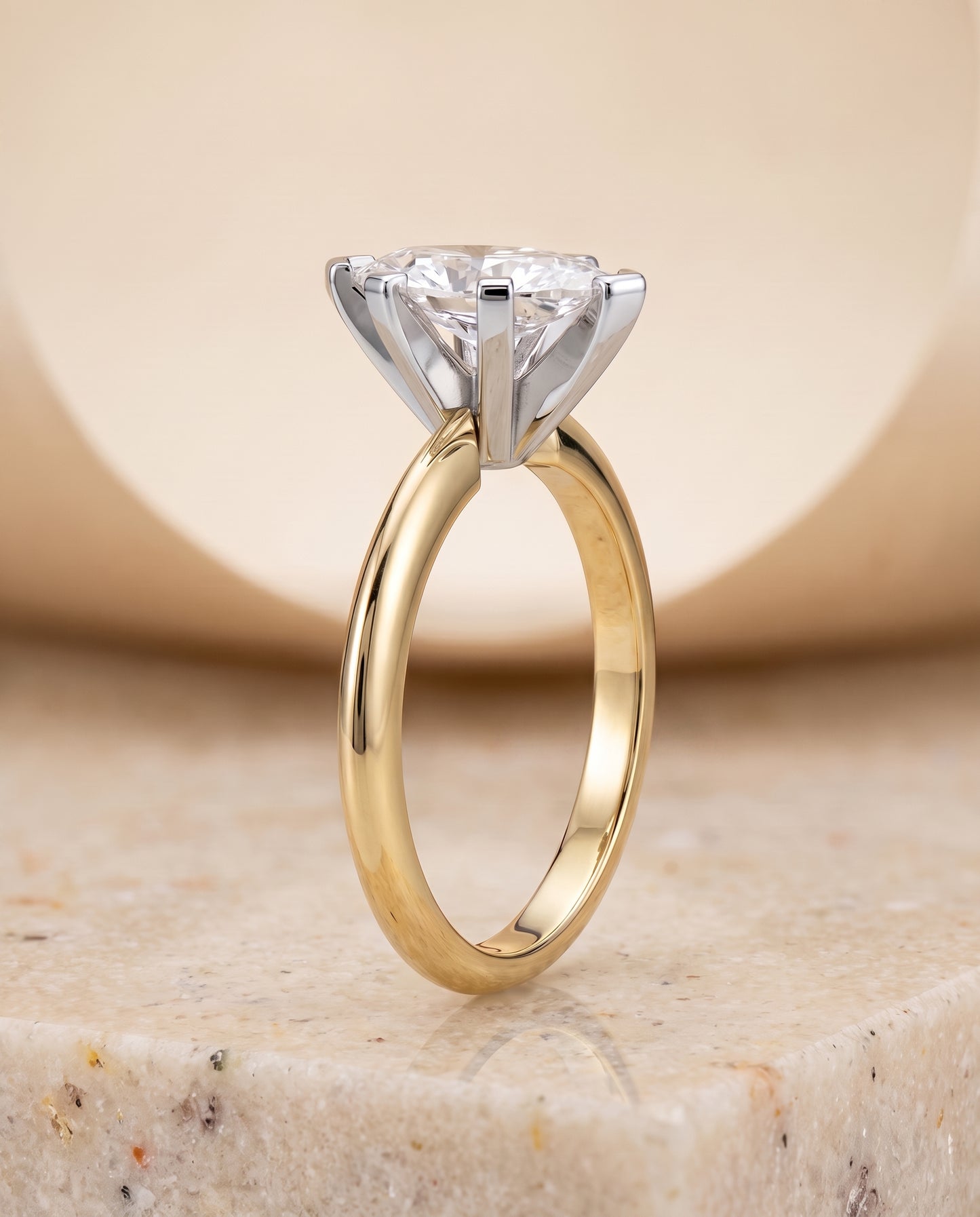 The Lolette Classic Low Base Solitaire Marquise Engagement Ring Setting in 18K Yellow Gold