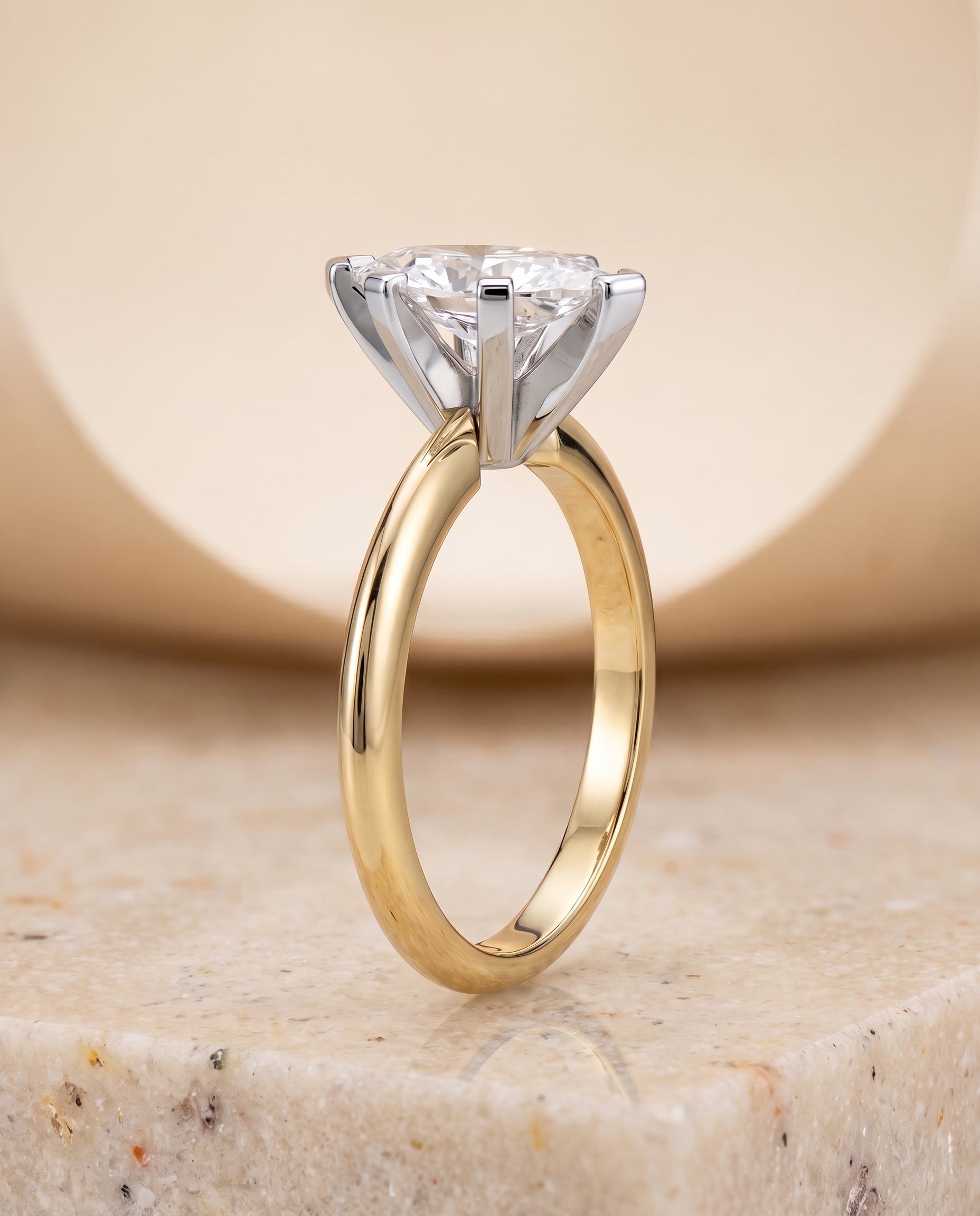 The Lolette Classic Low Base Solitaire Marquise Engagement Ring Setting in 18K Yellow Gold