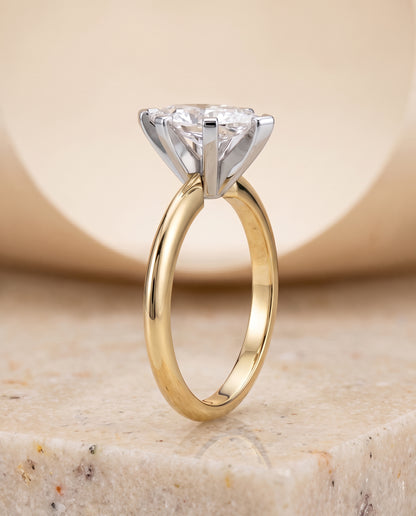 The Lolette Classic Low Base Solitaire Marquise Engagement Ring Setting in 18K Yellow Gold