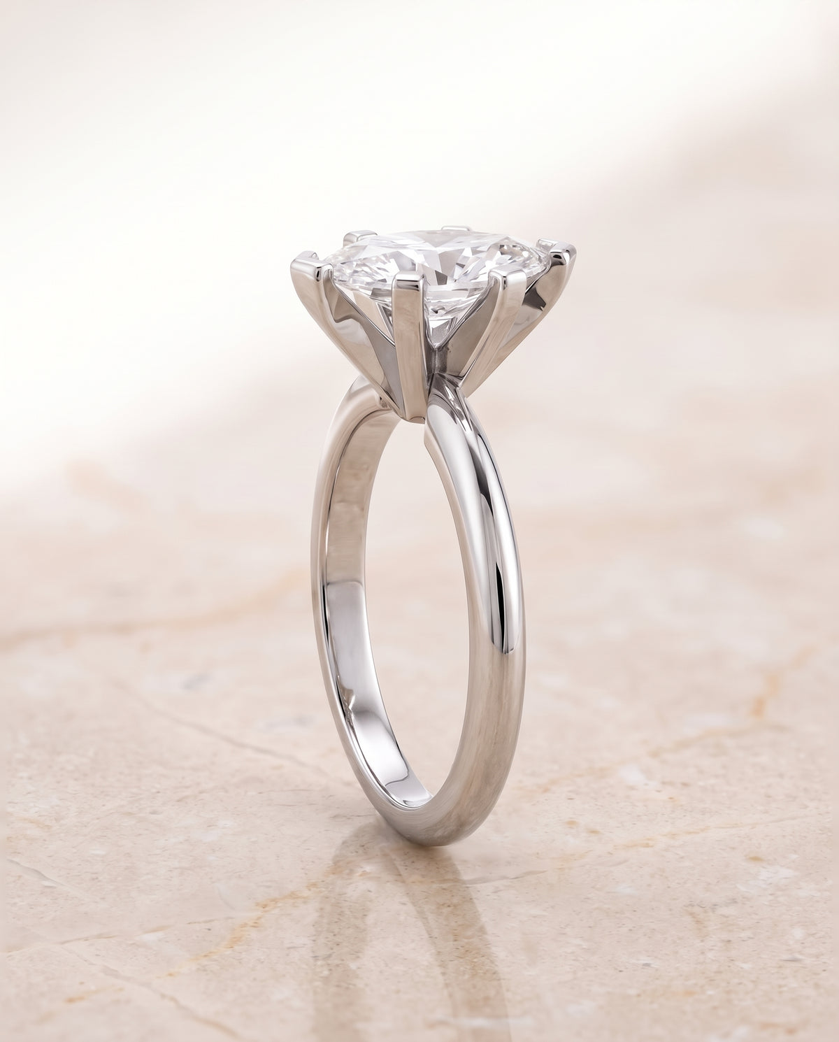 The Lolette Classic Low Base Solitaire Marquise Engagement Ring Setting in Platinum