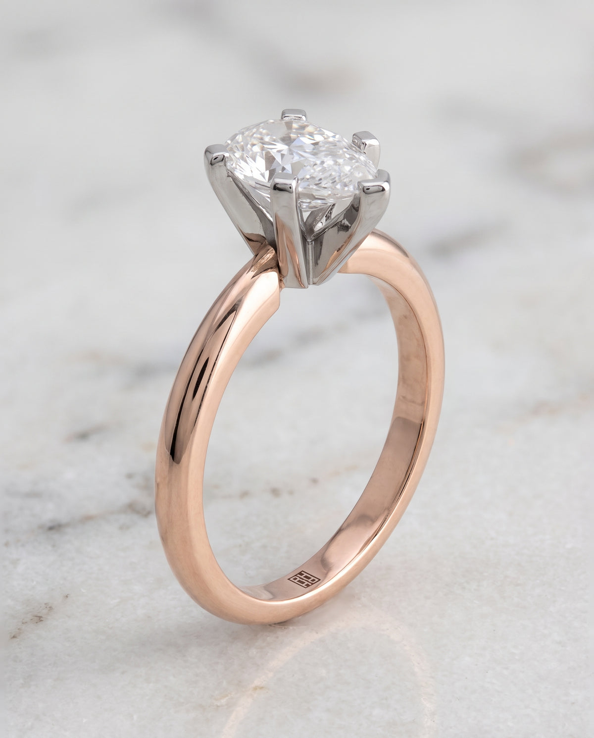 The Lolette Classic Low Base Solitaire Pear Engagement Ring Setting in 14K Rose Gold