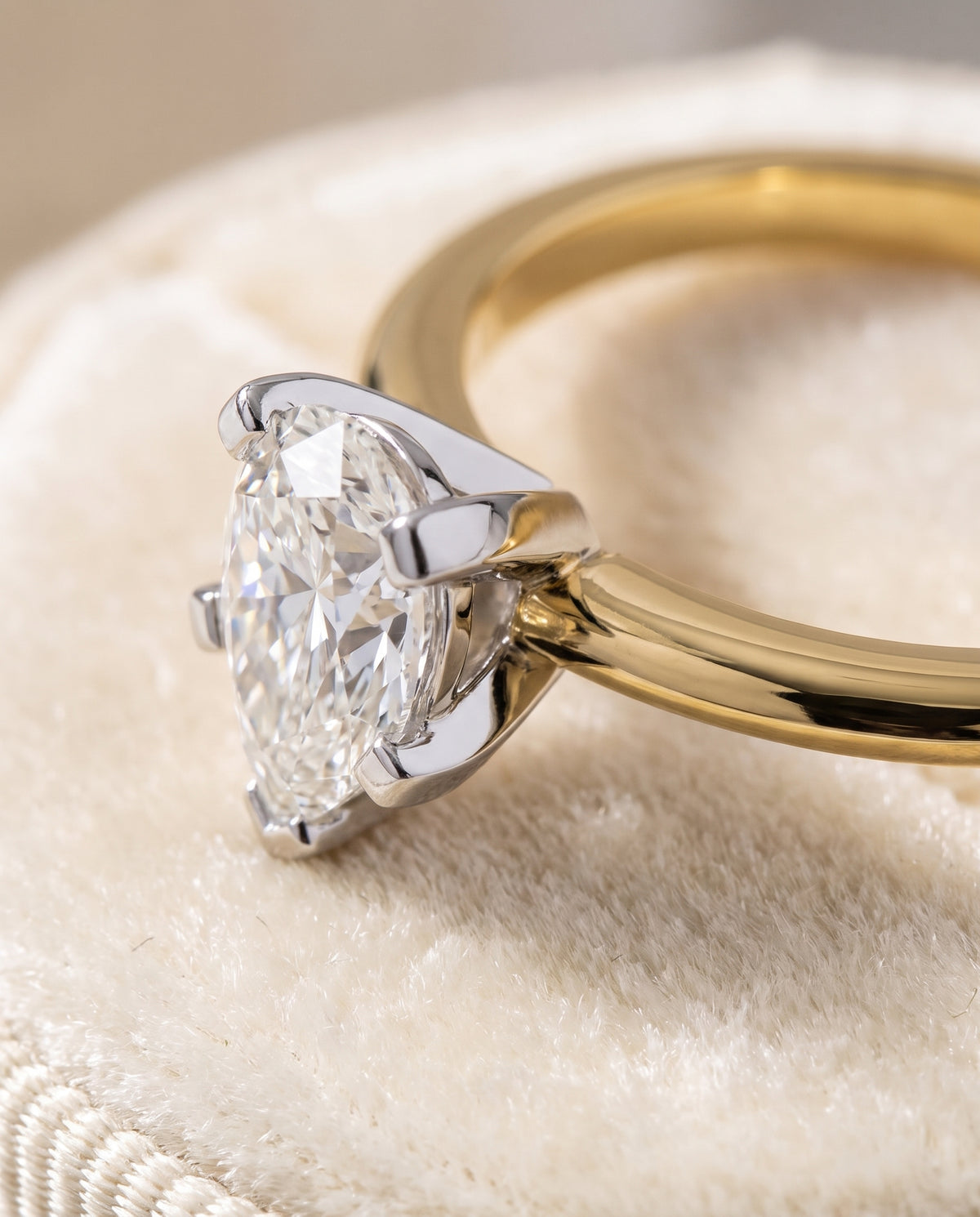 The Lolette Classic Low Base Solitaire Pear Engagement Ring Setting in 18K Yellow Gold