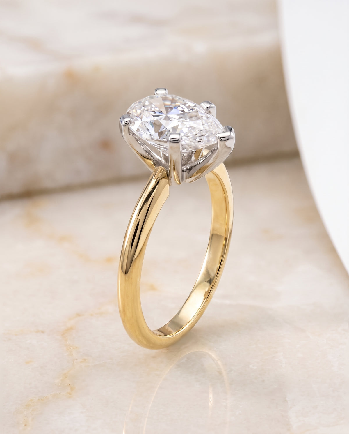 The Lolette Classic Low Base Solitaire Pear Engagement Ring Setting in 18K Yellow Gold