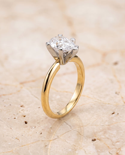 The Lolette Classic Low Base Solitaire Pear Engagement Ring Setting in 18K Yellow Gold