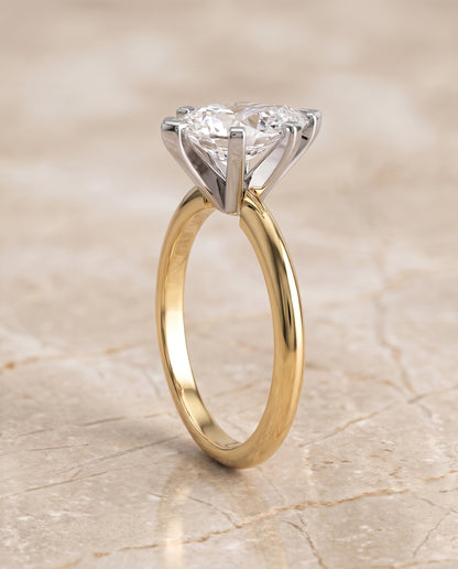 The Lolette Classic Low Base Solitaire Pear Engagement Ring Setting in 18K Yellow Gold
