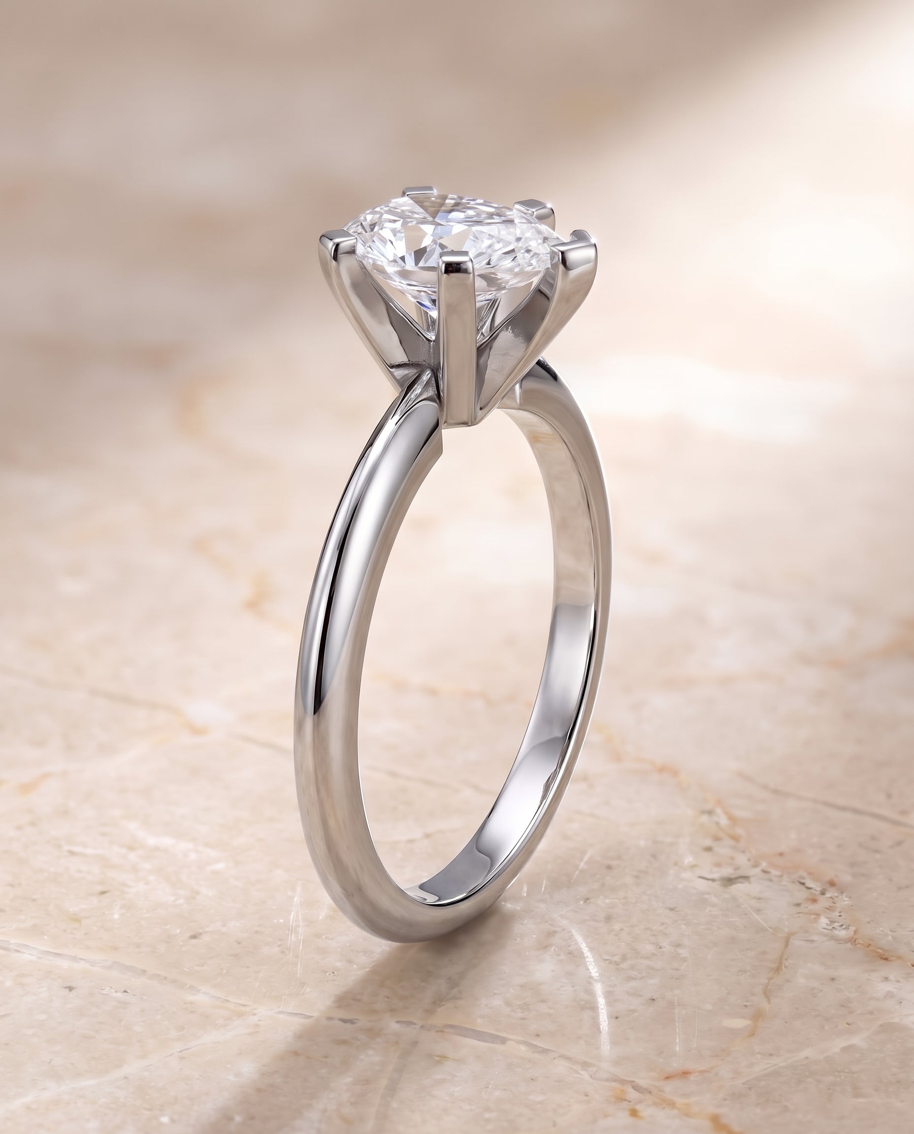 The Lolette Classic Low Base Solitaire Pear Engagement Ring Setting in Platinum