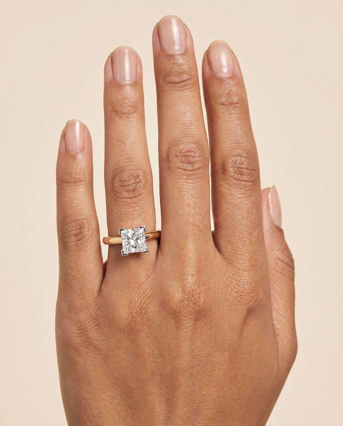 The Lolette Classic Low Base Solitaire Princess Cut Engagement Ring Setting in 18K Yellow Gold