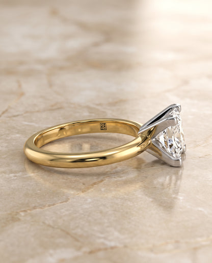 The Lolette Classic Low Base Solitaire Princess Cut Engagement Ring Setting in 18K Yellow Gold