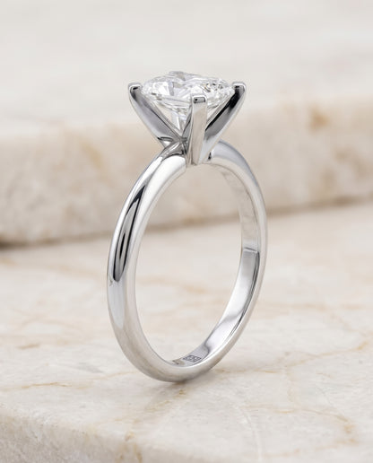 The Lolette Classic Low Base Solitaire Radiant Cut Engagement Ring Setting in Platinum