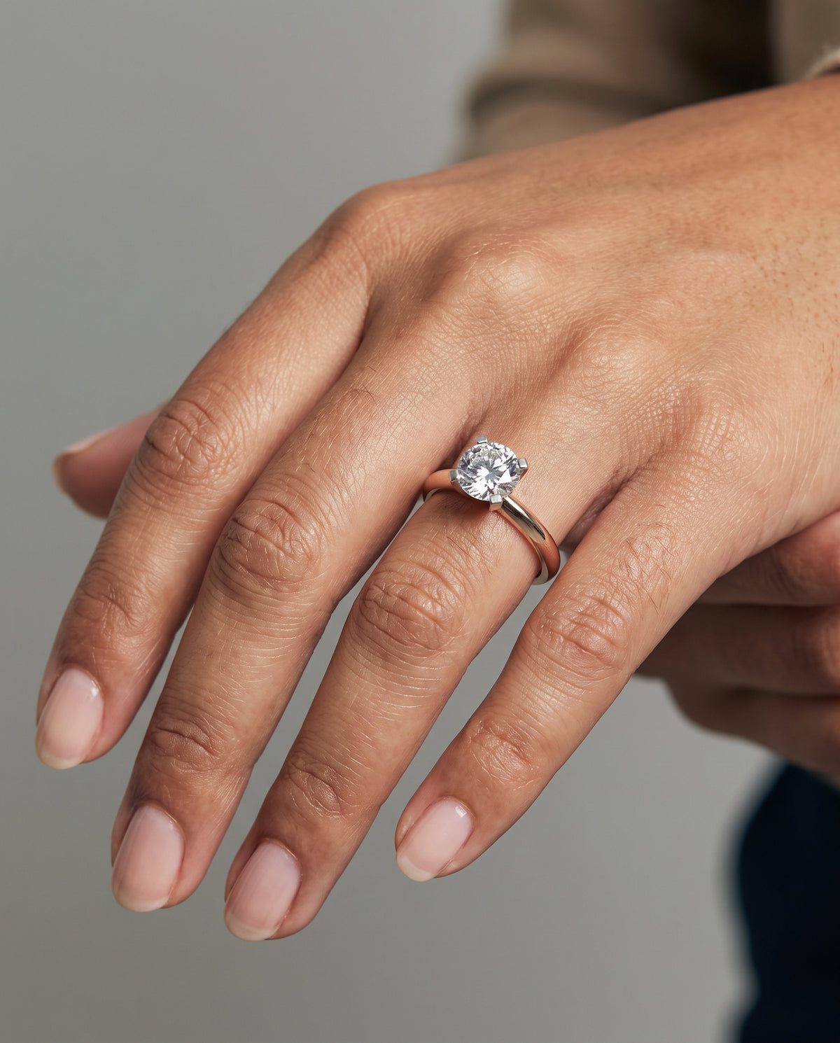 The Lolette Classic Low Base Solitaire Round Engagement Ring Setting in 14K Rose Gold