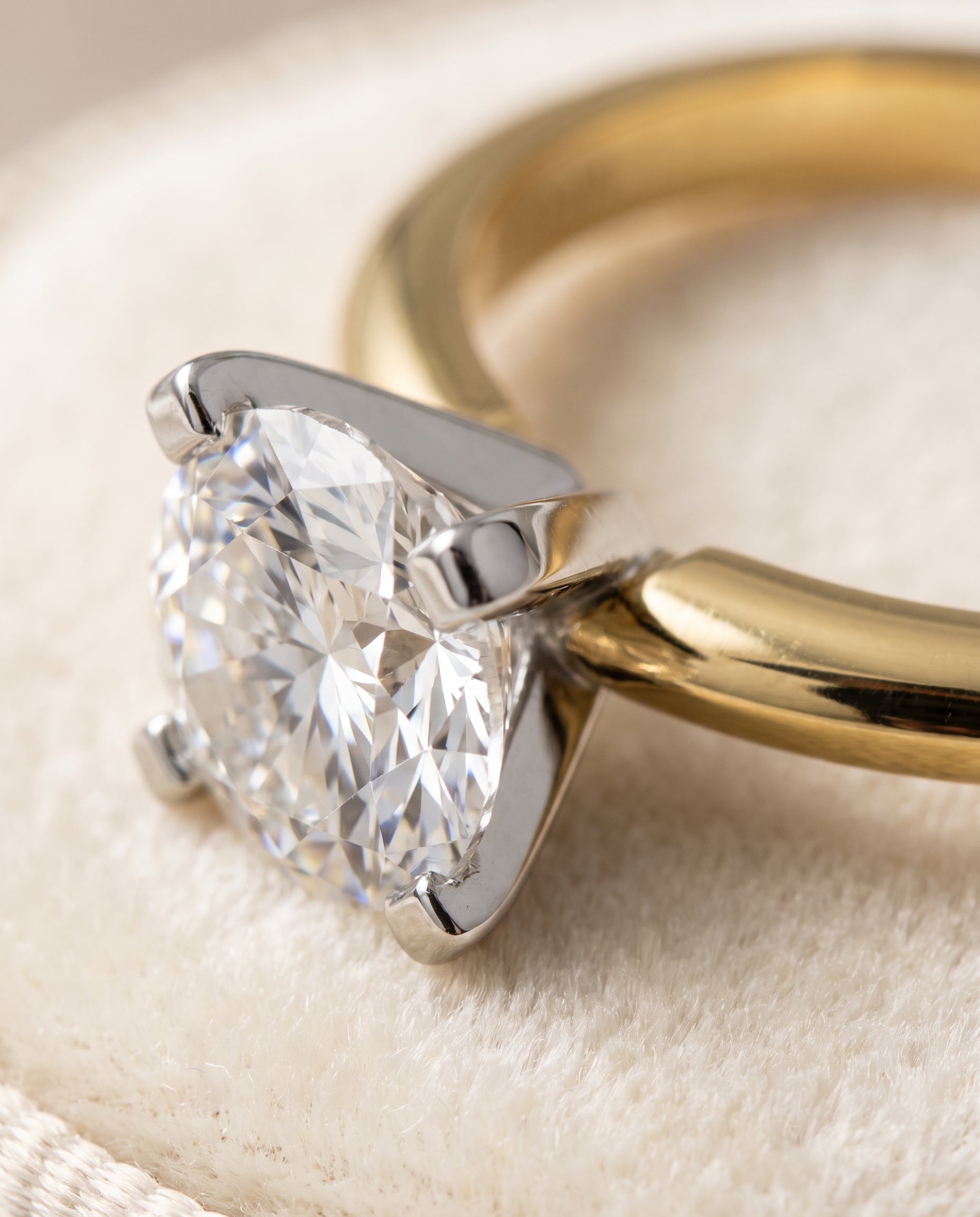 18K Yellow Gold band of The Lolette round engagement ring setting | RockHer