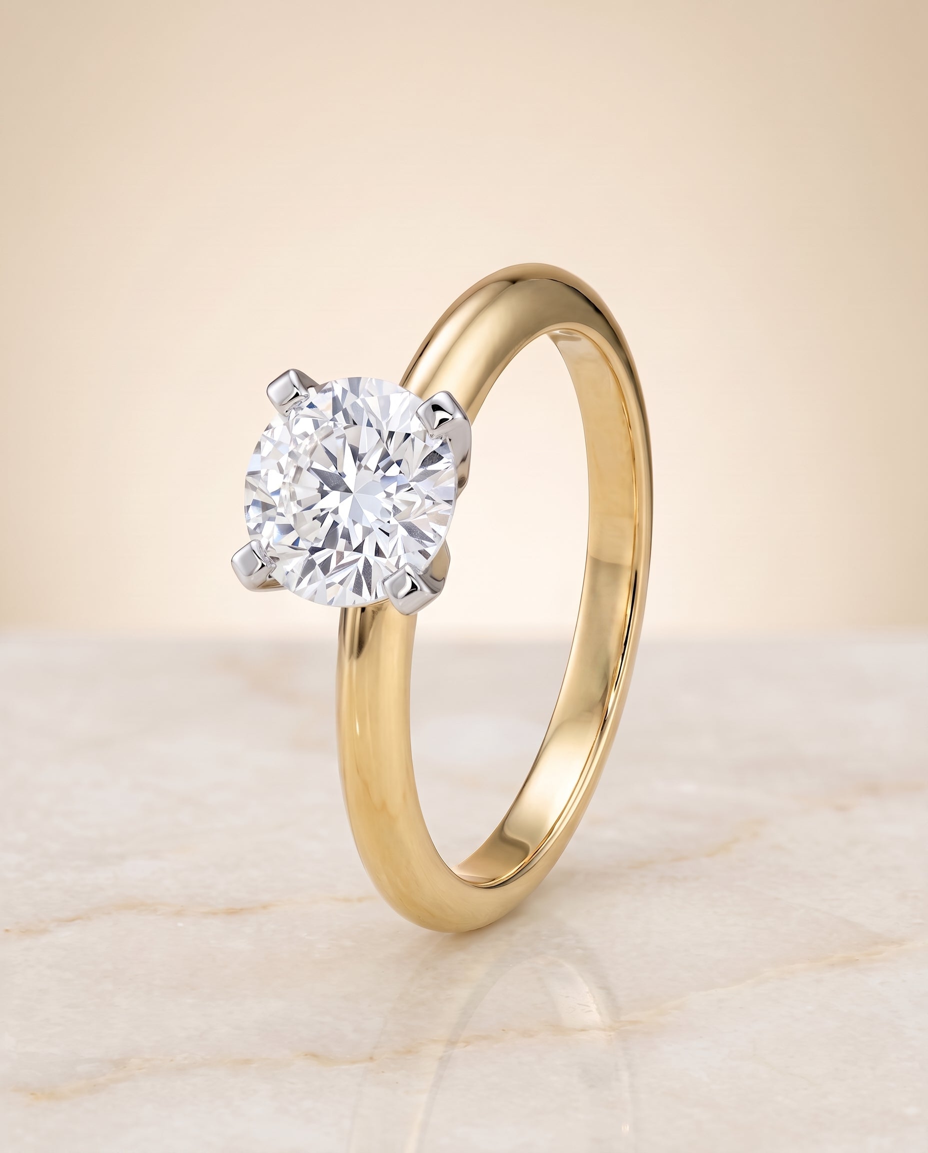 Classic Low Base Solitaire styling on The Lolette round engagement ring setting | RockHer