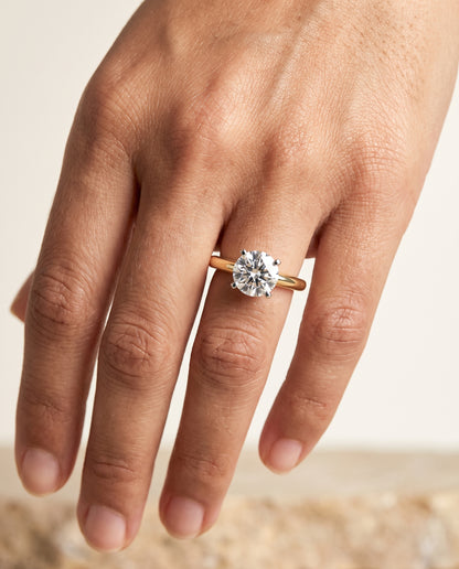 The Lolette Classic Low Base Solitaire Round Engagement Ring Setting in 18K Yellow Gold