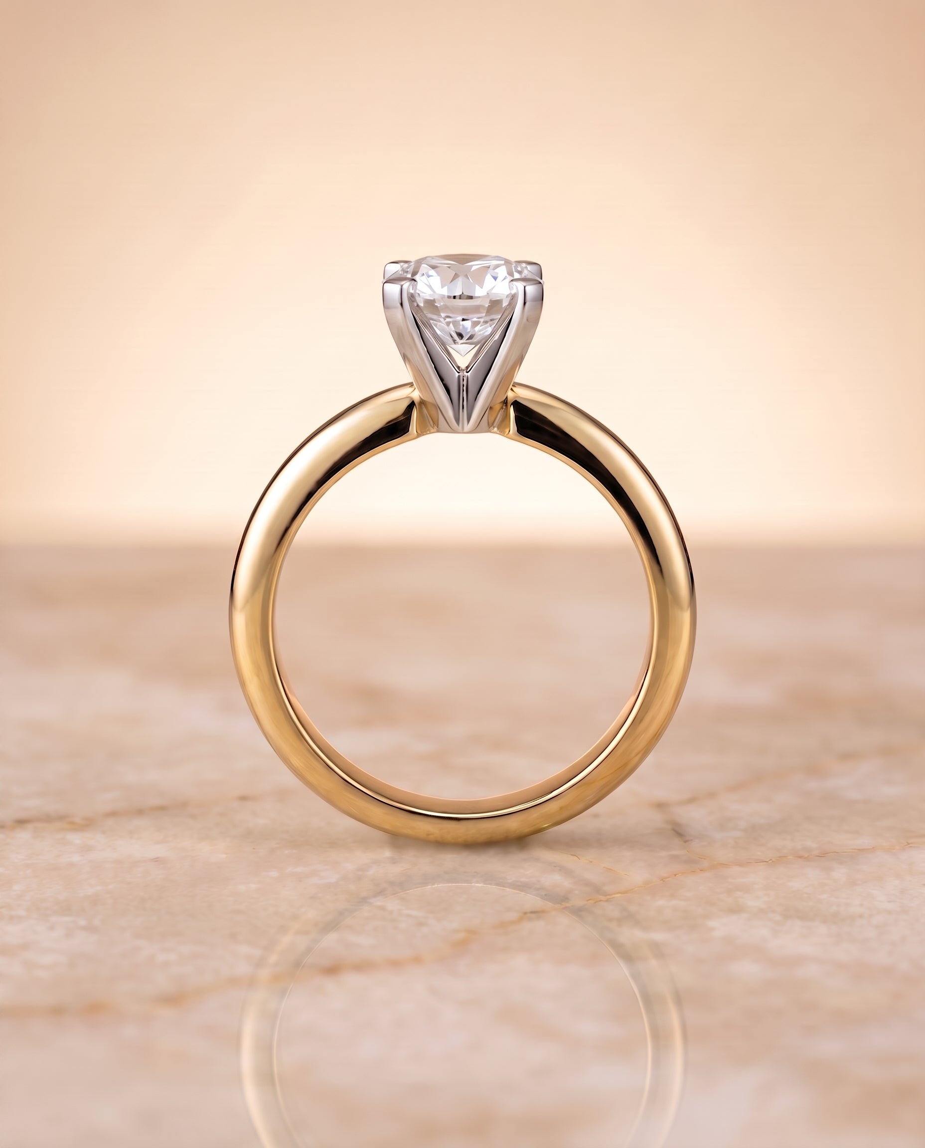 The Lolette setting for round diamonds, made to order in 18K Yellow Gold | RockHer