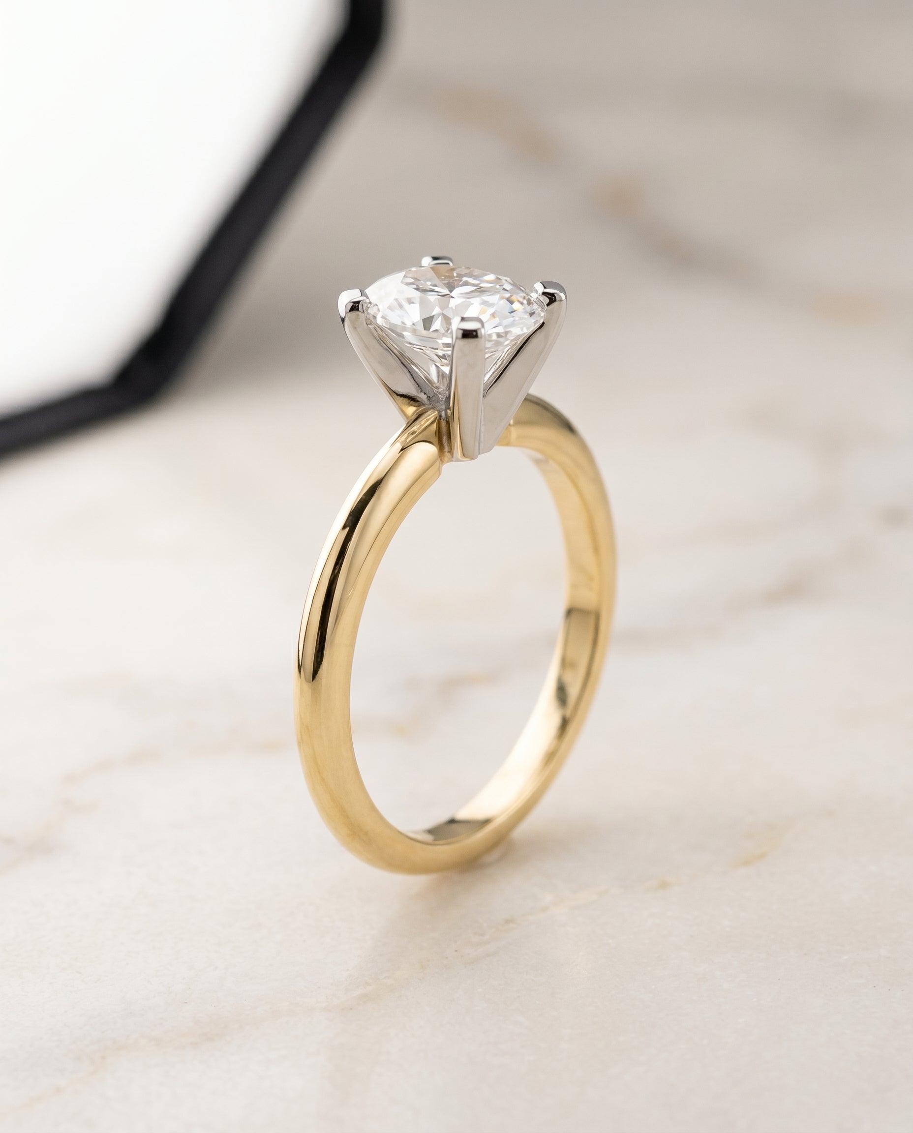 Classic Low Base Solitaire styling on The Lolette oval engagement ring setting | RockHer