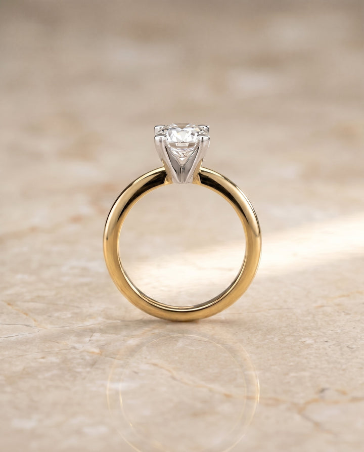 Lolette Select Solitaire Oval Lab Diamond Engagement Ring in 18K Yellow Gold, side view | RockHer