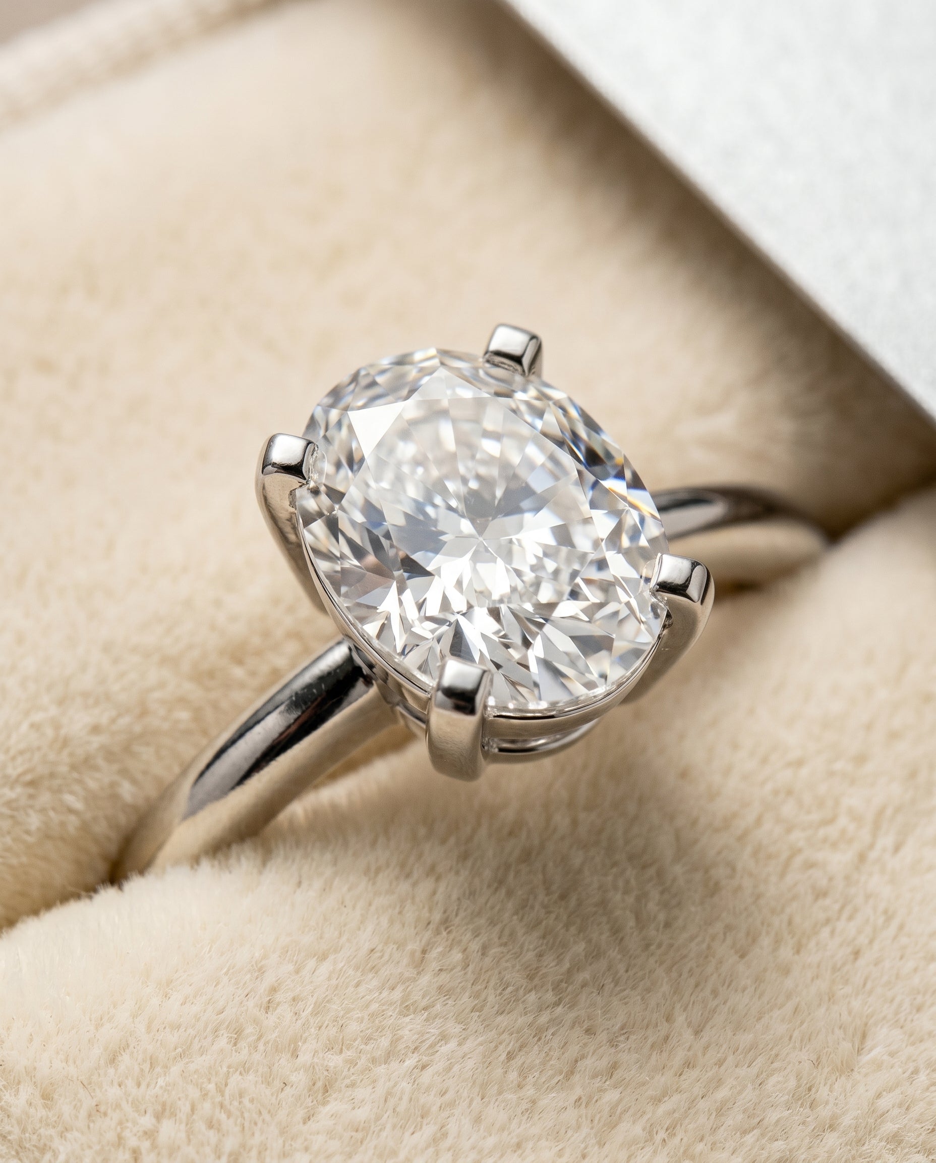Platinum band of The Lolette oval engagement ring setting | RockHer
