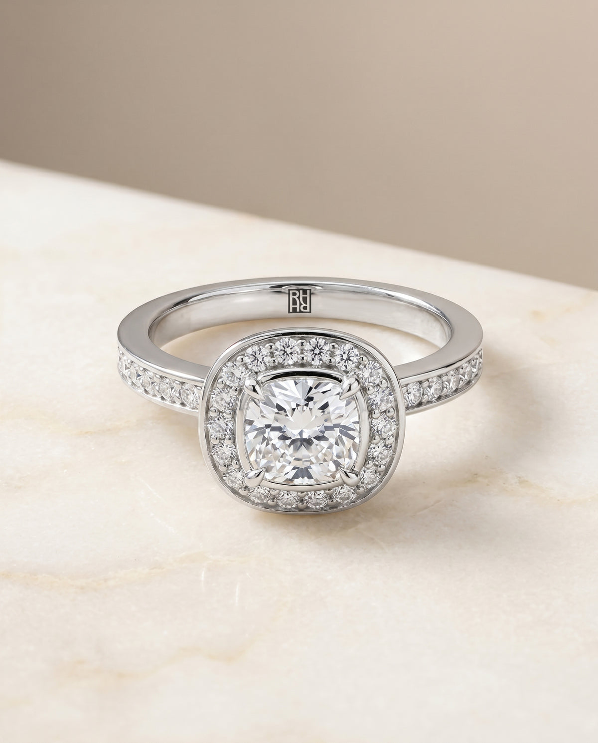 The Marcia cushion engagement ring setting in Platinum | RockHer