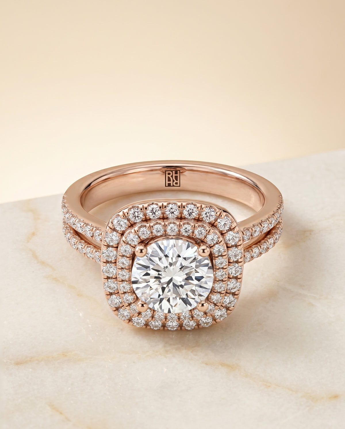 The Maria round engagement ring setting in 14K Rose Gold | RockHer