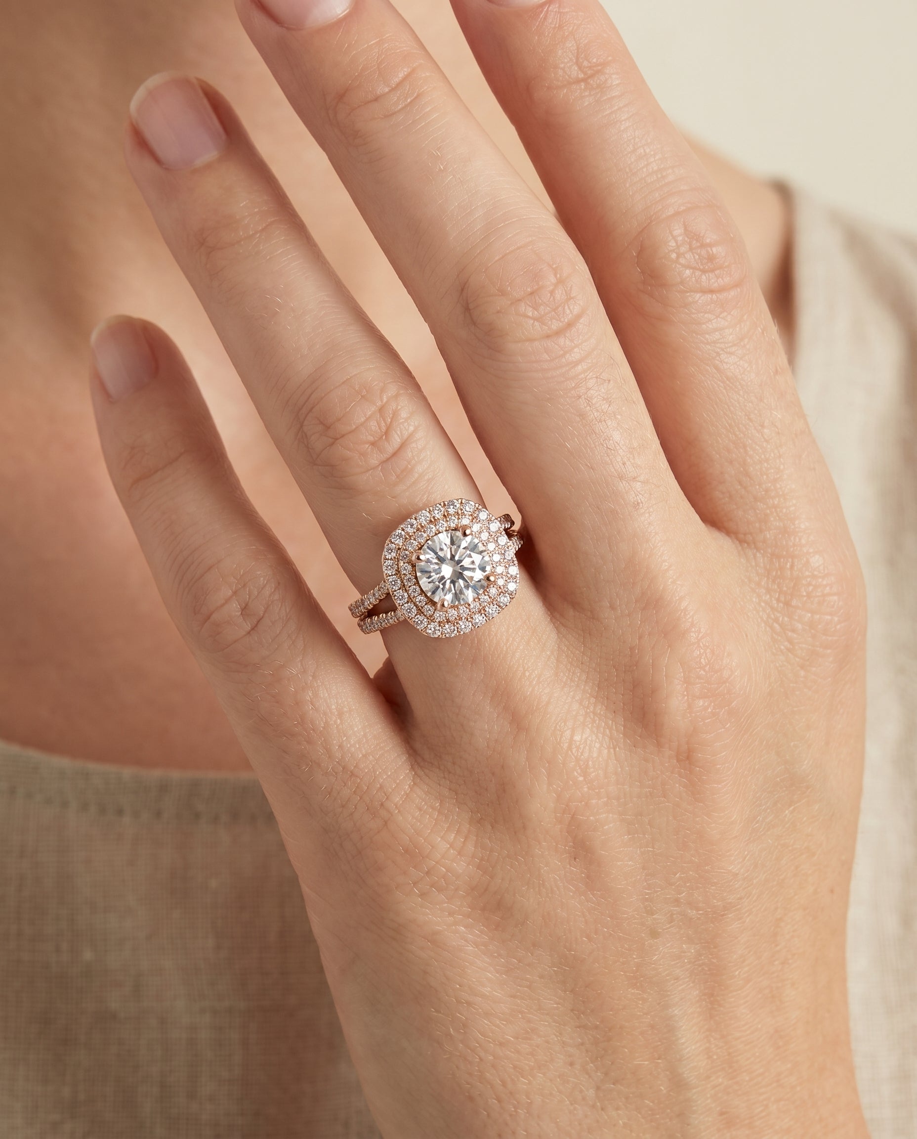 The Maria setting for round diamonds, made to order in 14K Rose Gold | RockHer