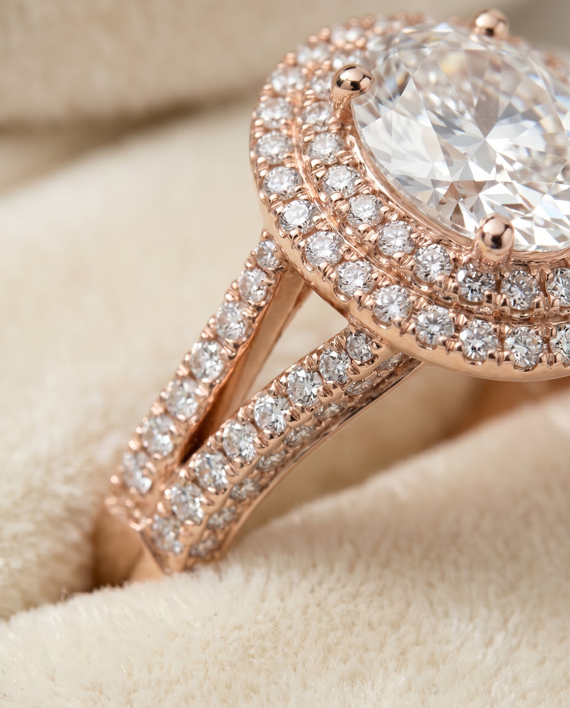 14K Rose Gold band of The Mariah oval engagement ring setting | RockHer