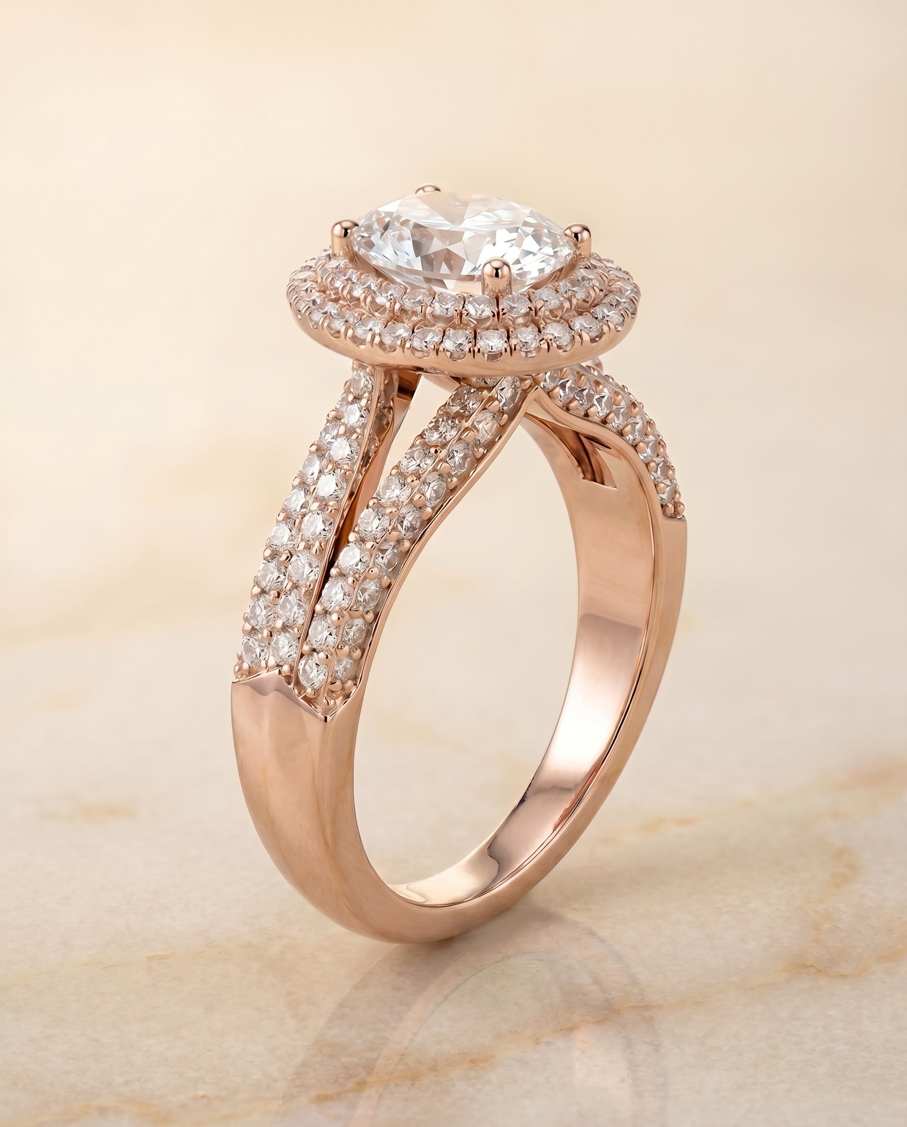 Three Tier Halo Crown styling on The Mariah oval engagement ring setting | RockHer