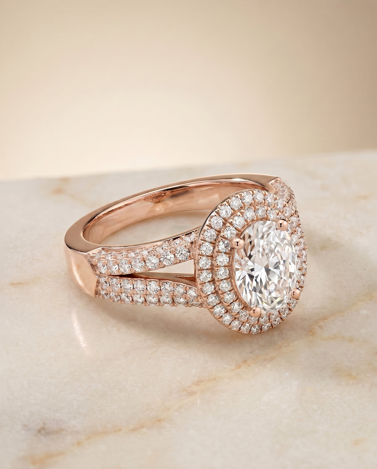 The Mariah oval engagement ring setting in 14K Rose Gold | RockHer