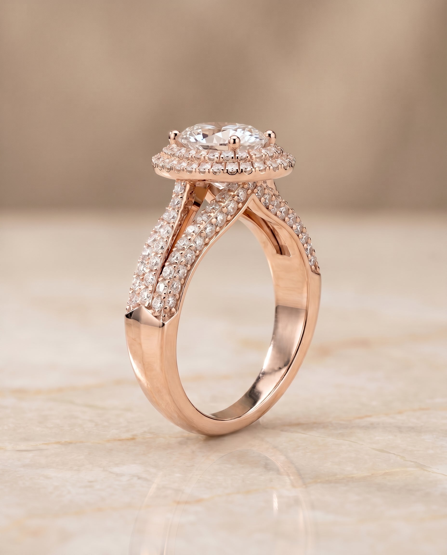 The Mariah setting for oval diamonds, made to order in 14K Rose Gold | RockHer