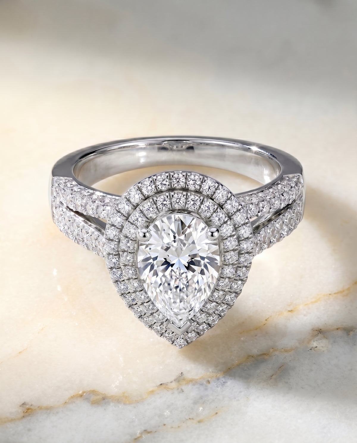 The Mariah pear engagement ring setting in Platinum | RockHer