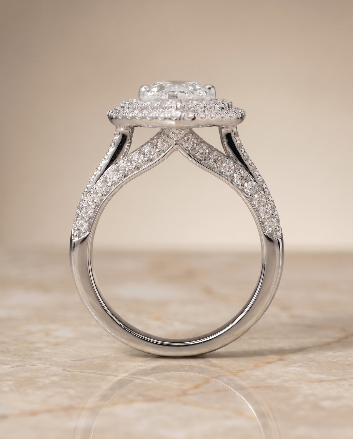 The Mariah setting for pear diamonds, made to order in Platinum | RockHer