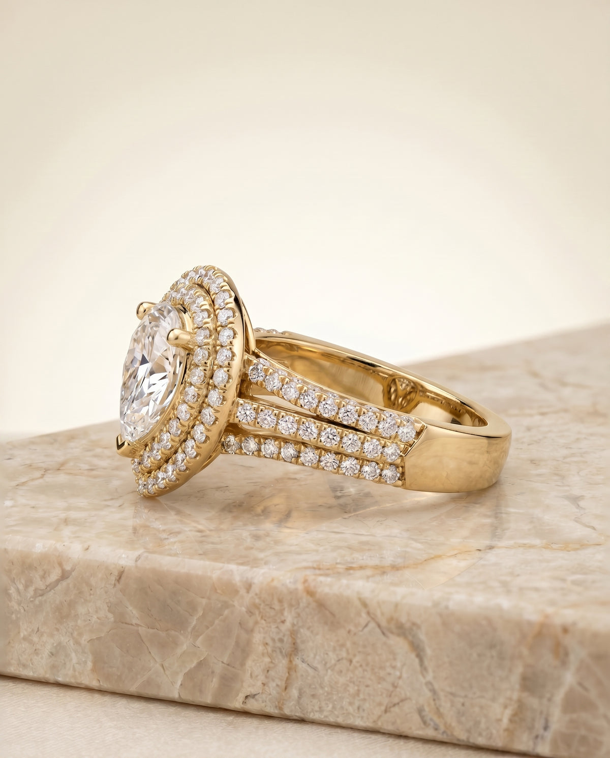 The Mariah setting for pear diamonds, made to order in 18K Yellow Gold | RockHer