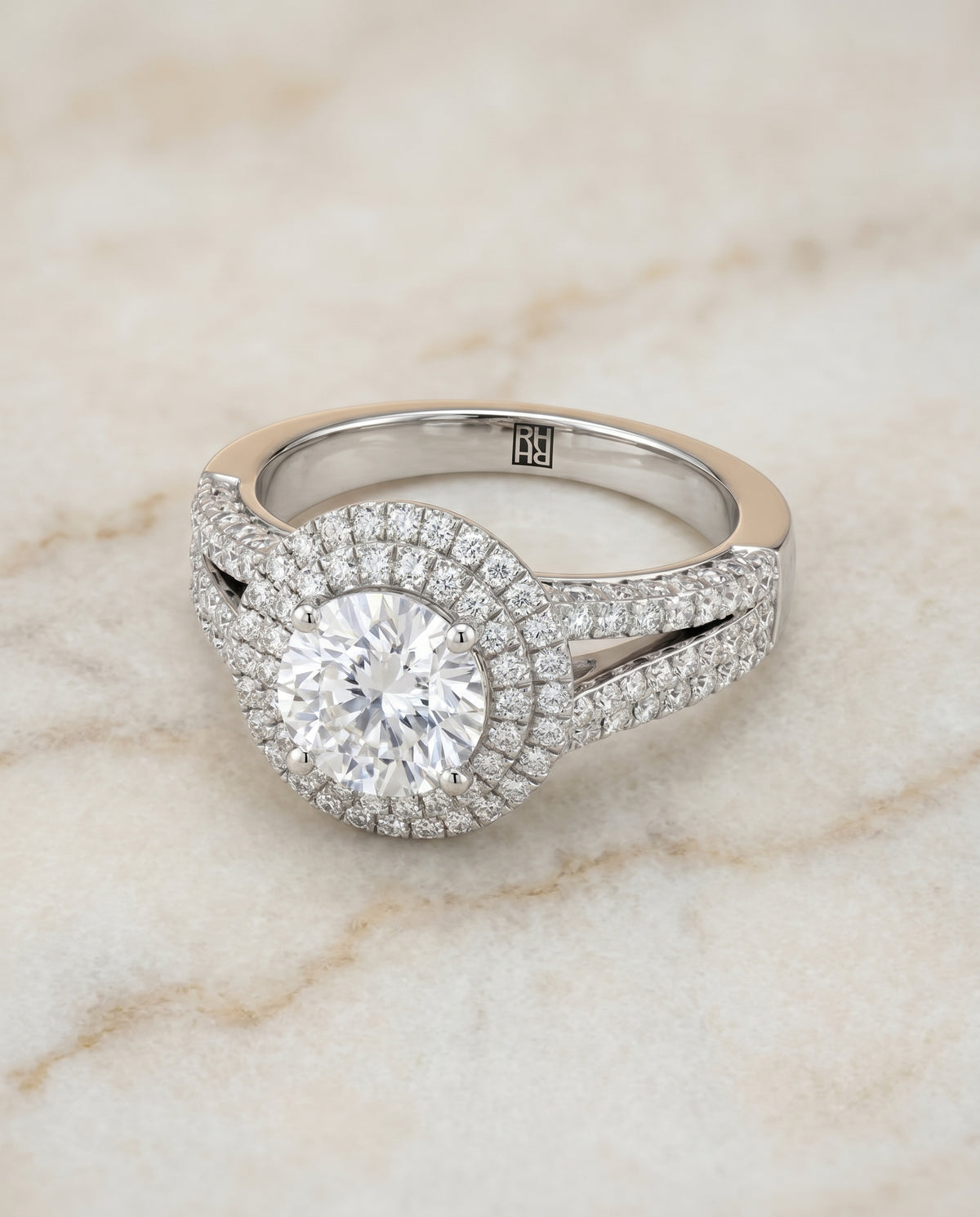 The Mariah round engagement ring setting in Platinum | RockHer