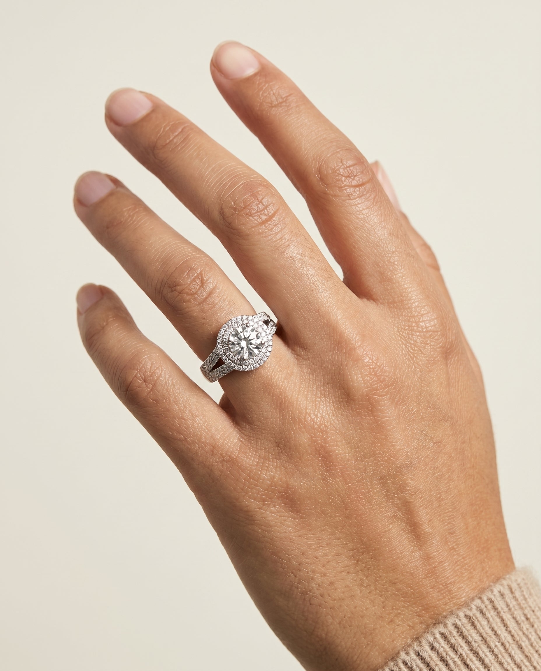 The Mariah engagement ring setting in Platinum, three tier halo crown design | RockHer