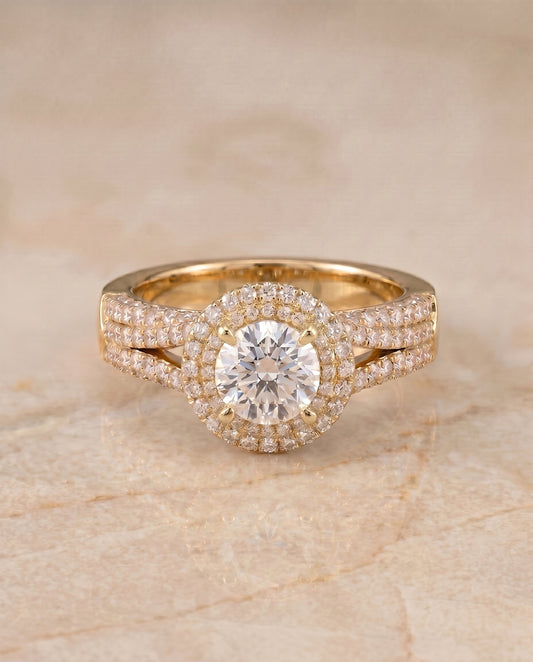 Mariah Select Three Tier Halo Crown in 18K Yellow Gold – view 1