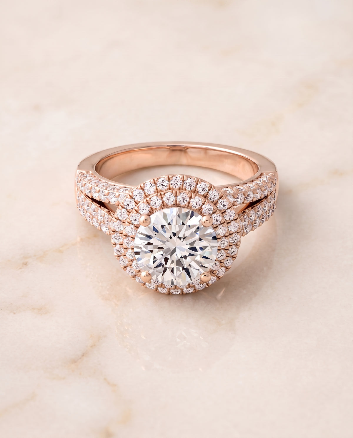 The Mariah round engagement ring setting in 14K Rose Gold | RockHer