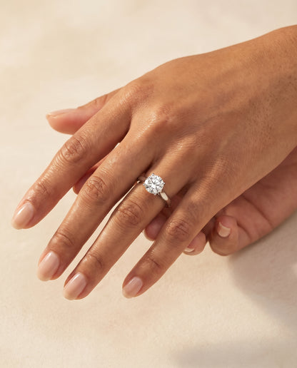 The Mary Comfort Fit Cathedral Solitaire Round Engagement Ring Setting in Platinum