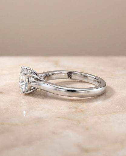 The Mary Comfort Fit Cathedral Solitaire Round Engagement Ring Setting in Platinum