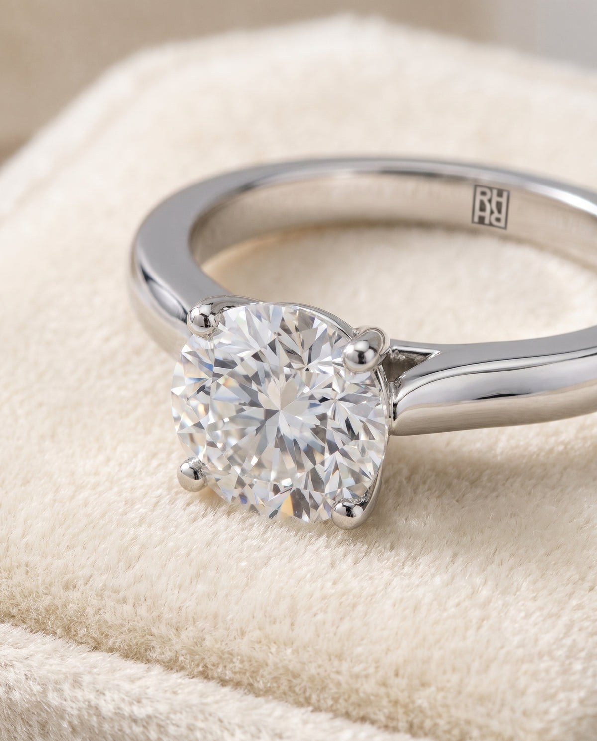The Mary Comfort Fit Cathedral Solitaire Round Engagement Ring Setting in Platinum