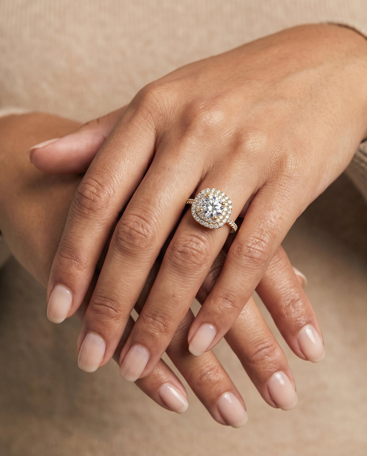 The Medley Double Halo Round Engagement Ring Setting in 18K Yellow Gold