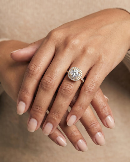 The Medley Double Halo Round Engagement Ring Setting in 18K Yellow Gold