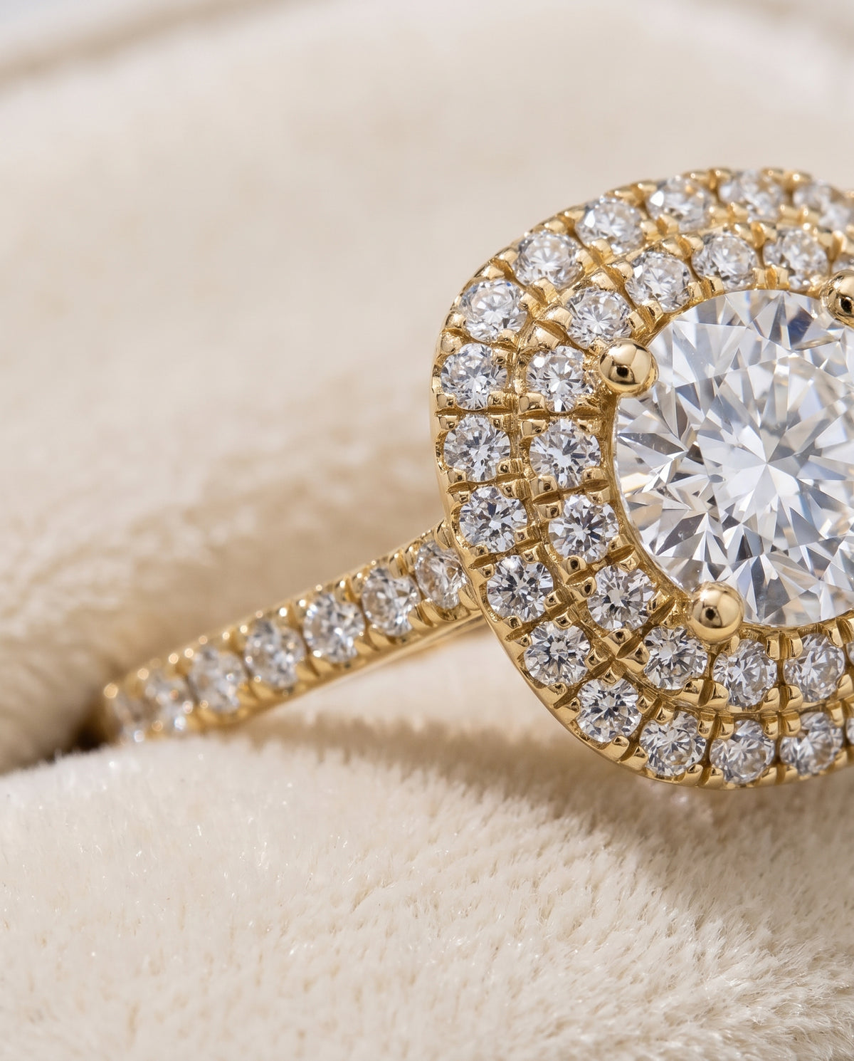 The Medley Double Halo Round Engagement Ring Setting in 18K Yellow Gold