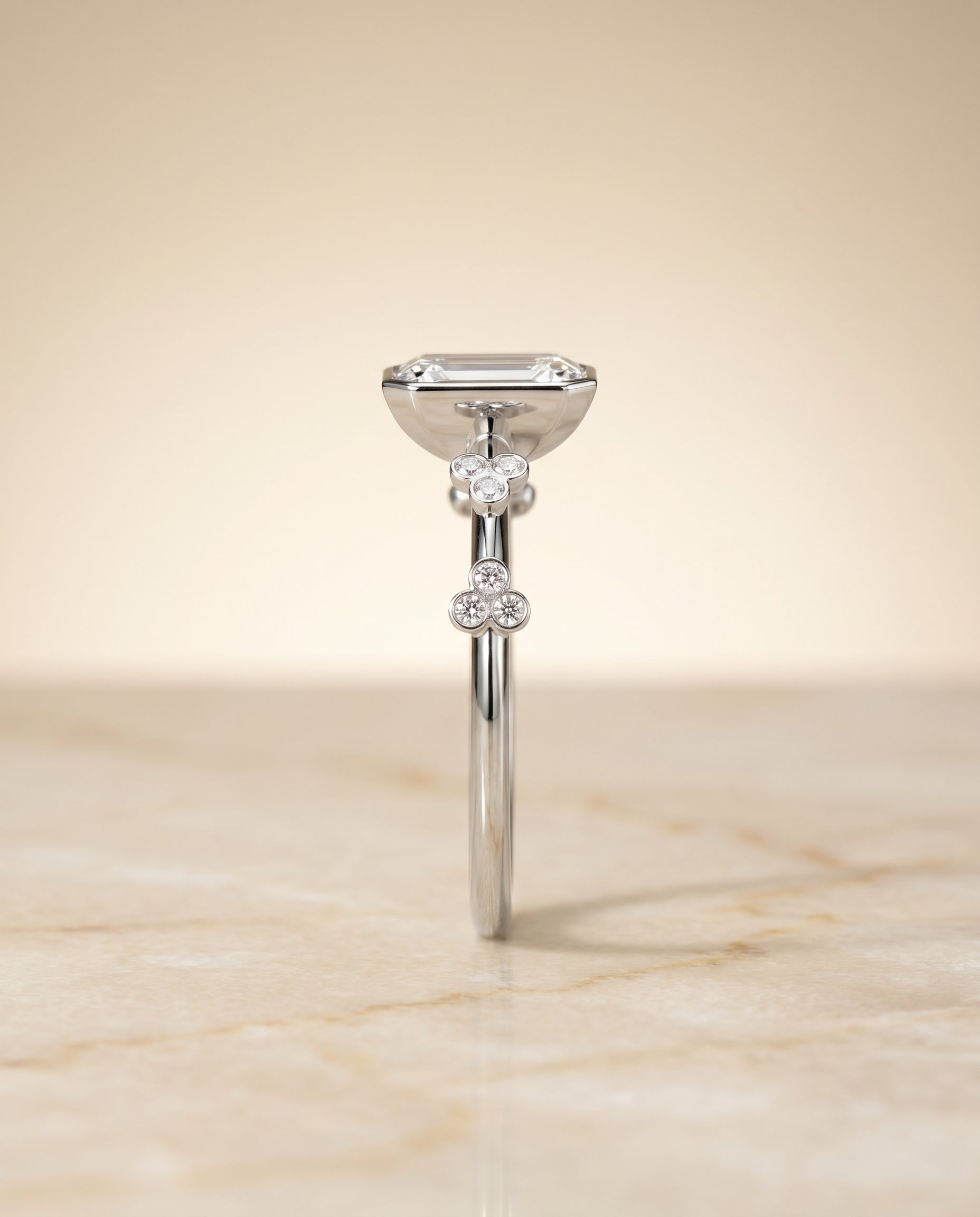 The Miley setting for emerald diamonds, made to order in Platinum | RockHer