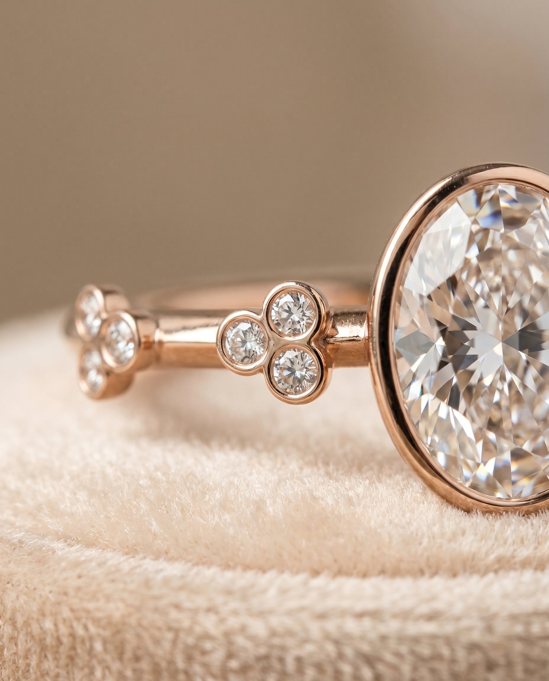 14K Rose Gold band of The Miley oval engagement ring setting | RockHer