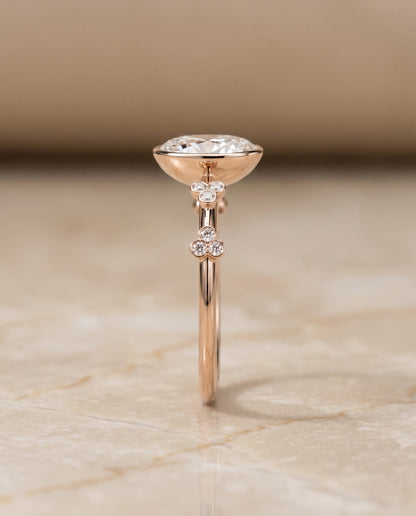 Miley Select Solitaire Oval Lab Diamond Engagement Ring in 14K Rose Gold, side view | RockHer