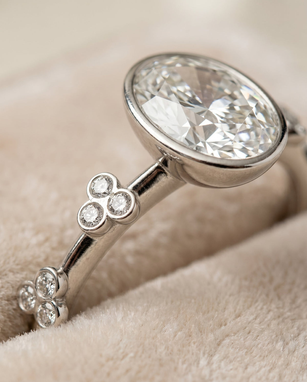 Miley Select Solitaire Oval Lab Diamond Engagement Ring in Platinum, detail view | RockHer