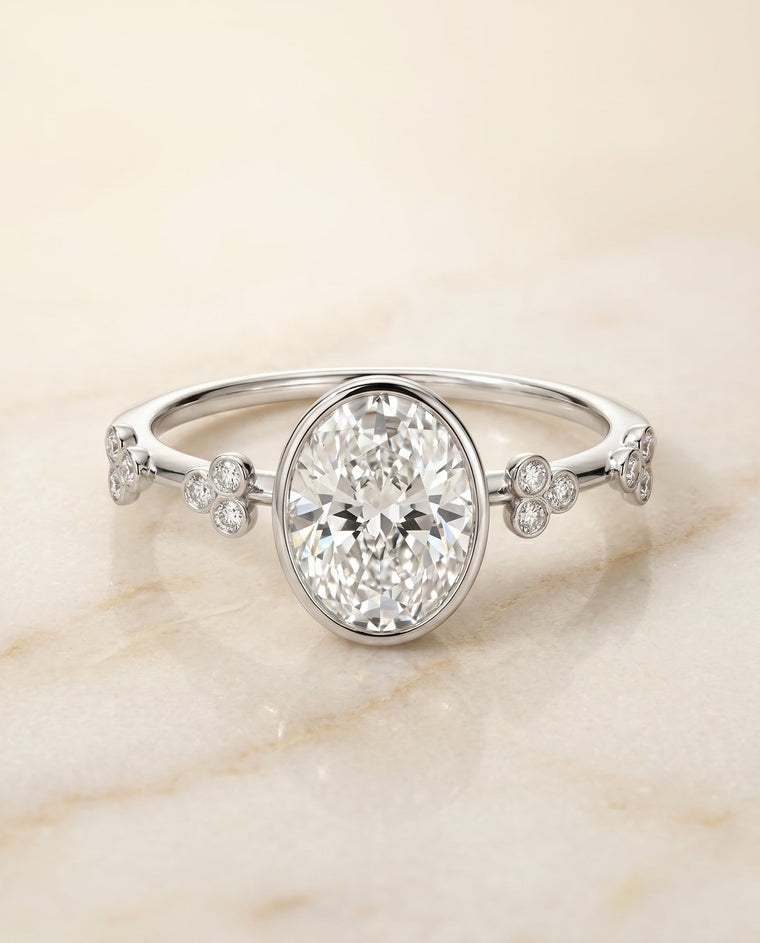The Miley Select Solitaire Oval Lab Diamond Engagement Ring in 18K White Gold