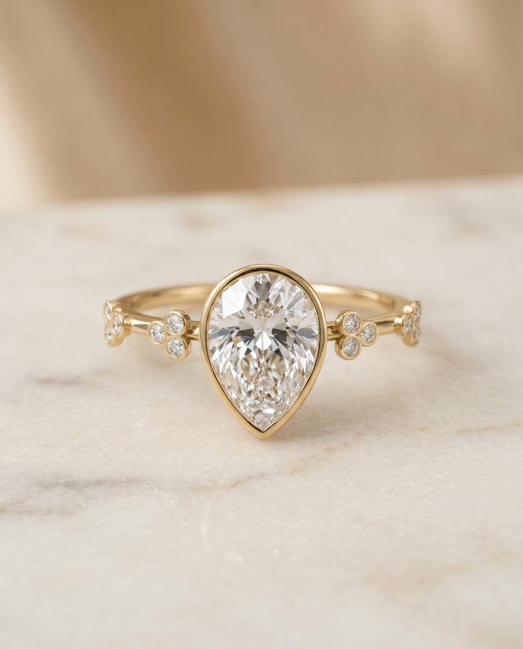 The Miley Select Solitaire Princess Cut Lab Diamond Engagement Ring in 18K Yellow Gold