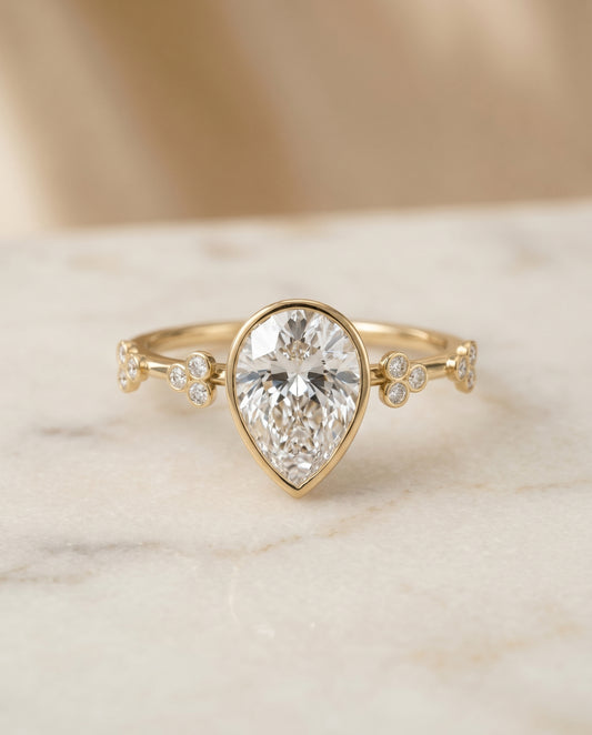 The Miley Bezel Solitaire Engagement Ring Setting for Princess Diamonds in 18K Yellow Gold