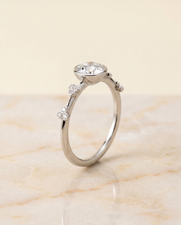 The Miley Solitaire Engagement Ring Setting for Round Diamonds in Platinum